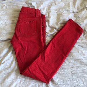 Red skinny jeans